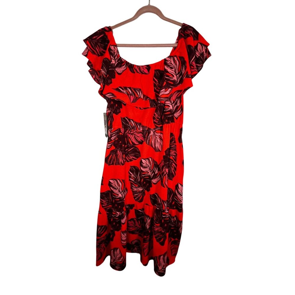 Colorful Floral Tiered Maxi Dress Orange XL Tropical Resort Preppy Cottage Chic - Picture 2 of 10